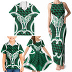 Aotearoa Atua Tangaroa Personalised Family Matching Tank Maxi Dress and Hawaiian Shirt God Of The Sea Maori Whale Tail Green