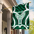 Aotearoa Atua Tangaroa Personalised Garden Flag God Of The Sea Maori Whale Tail Green