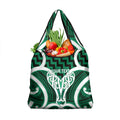Aotearoa Atua Tangaroa Personalised Grocery Bag God Of The Sea Maori Whale Tail Green