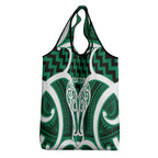 Aotearoa Atua Tangaroa Personalised Grocery Bag God Of The Sea Maori Whale Tail Green