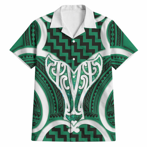 Aotearoa Atua Tangaroa Personalised Hawaiian Shirt God Of The Sea Maori Whale Tail Green