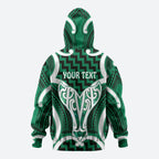 Aotearoa Atua Tangaroa Personalised Hoodie God Of The Sea Maori Whale Tail Green