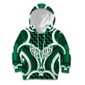 Aotearoa Atua Tangaroa Personalised Kid Hoodie God Of The Sea Maori Whale Tail Green