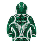 Aotearoa Atua Tangaroa Personalised Kid Hoodie God Of The Sea Maori Whale Tail Green