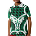 Aotearoa Atua Tangaroa Personalised Kid Polo Shirt God Of The Sea Maori Whale Tail Green