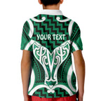 Aotearoa Atua Tangaroa Personalised Kid Polo Shirt God Of The Sea Maori Whale Tail Green
