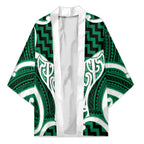 Aotearoa Atua Tangaroa Personalised Kimono God Of The Sea Maori Whale Tail Green
