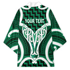 Aotearoa Atua Tangaroa Personalised Kimono God Of The Sea Maori Whale Tail Green