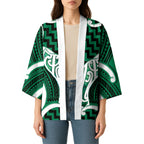 Aotearoa Atua Tangaroa Personalised Kimono God Of The Sea Maori Whale Tail Green