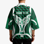 Aotearoa Atua Tangaroa Personalised Kimono God Of The Sea Maori Whale Tail Green