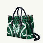 Aotearoa Atua Tangaroa Personalised Leather Bag God Of The Sea Maori Whale Tail Green