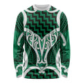 Aotearoa Atua Tangaroa Personalised Long Sleeve Shirt God Of The Sea Maori Whale Tail Green