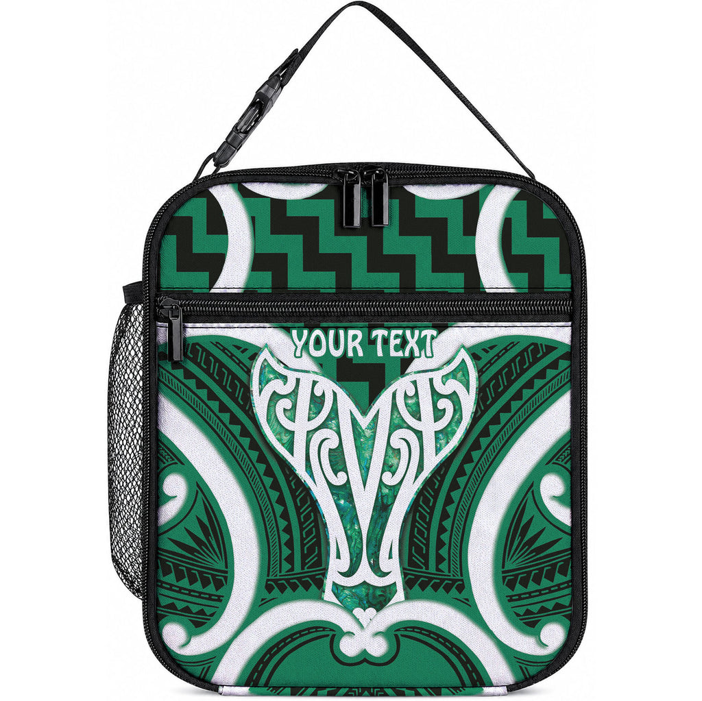 Aotearoa Atua Tangaroa Personalised Lunch Bag God Of The Sea Maori Whale Tail Green