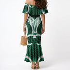 Aotearoa Atua Tangaroa Personalised Mermaid Dress God Of The Sea Maori Whale Tail Green
