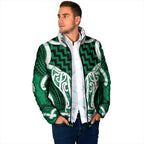Aotearoa Atua Tangaroa Personalised Padded Jacket God Of The Sea Maori Whale Tail Green