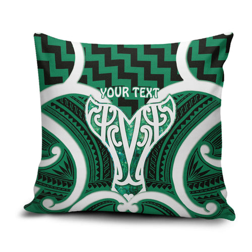 Aotearoa Atua Tangaroa Personalised Pillow Cover God Of The Sea Maori Whale Tail Green