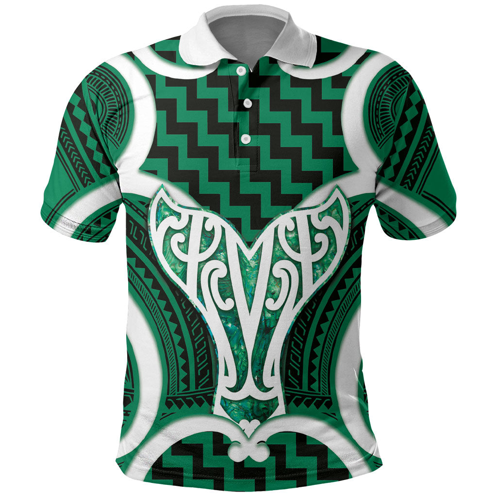 Aotearoa Atua Tangaroa Personalised Polo Shirt God Of The Sea Maori Whale Tail Green