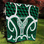 Aotearoa Atua Tangaroa Personalised Quilt God Of The Sea Maori Whale Tail Green