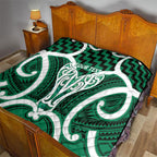 Aotearoa Atua Tangaroa Personalised Quilt God Of The Sea Maori Whale Tail Green