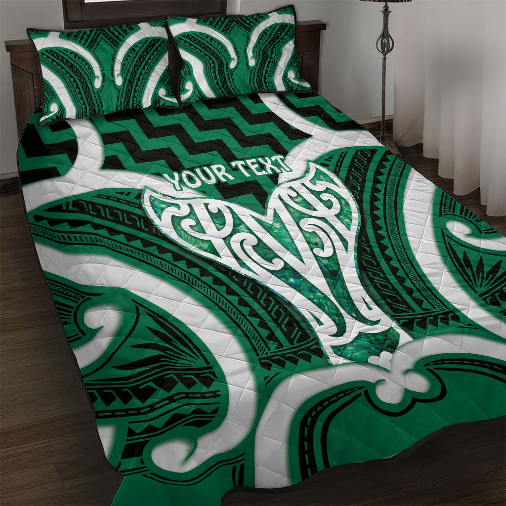 Aotearoa Atua Tangaroa Personalised Quilt Bed Set God Of The Sea Maori Whale Tail Green