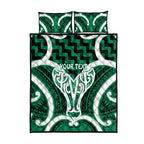Aotearoa Atua Tangaroa Personalised Quilt Bed Set God Of The Sea Maori Whale Tail Green