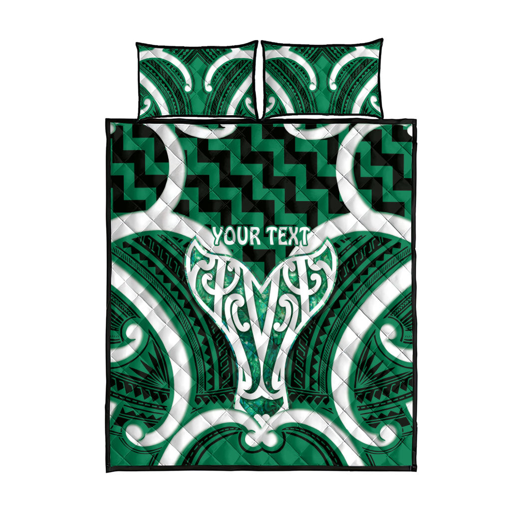 Aotearoa Atua Tangaroa Personalised Quilt Bed Set God Of The Sea Maori Whale Tail Green