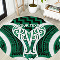 Aotearoa Atua Tangaroa Personalised Round Carpet God Of The Sea Maori Whale Tail Green