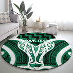 Aotearoa Atua Tangaroa Personalised Round Carpet God Of The Sea Maori Whale Tail Green