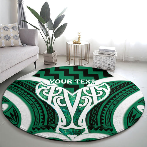 Aotearoa Atua Tangaroa Personalised Round Carpet God Of The Sea Maori Whale Tail Green