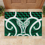 Aotearoa Atua Tangaroa Personalised Rubber Doormat God Of The Sea Maori Whale Tail Green