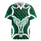Aotearoa Atua Tangaroa Personalised Rugby Jersey God Of The Sea Maori Whale Tail Green