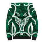 Aotearoa Atua Tangaroa Personalised Sherpa Hoodie God Of The Sea Maori Whale Tail Green