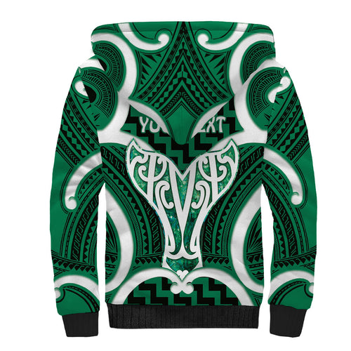 Aotearoa Atua Tangaroa Personalised Sherpa Hoodie God Of The Sea Maori Whale Tail Green