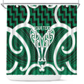Aotearoa Atua Tangaroa Personalised Shower Curtain God Of The Sea Maori Whale Tail Green