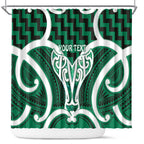 Aotearoa Atua Tangaroa Personalised Shower Curtain God Of The Sea Maori Whale Tail Green