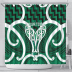 Aotearoa Atua Tangaroa Personalised Shower Curtain God Of The Sea Maori Whale Tail Green