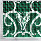 Aotearoa Atua Tangaroa Personalised Shower Curtain God Of The Sea Maori Whale Tail Green