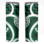 Aotearoa Atua Tangaroa Personalised Skinny Tumbler God Of The Sea Maori Whale Tail Green