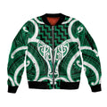 Aotearoa Atua Tangaroa Personalised Sleeve Zip Bomber Jacket God Of The Sea Maori Whale Tail Green