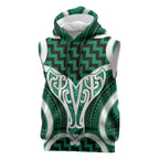 Aotearoa Atua Tangaroa Personalised Sleeveless Hoodie God Of The Sea Maori Whale Tail Green