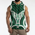 Aotearoa Atua Tangaroa Personalised Sleeveless Hoodie God Of The Sea Maori Whale Tail Green