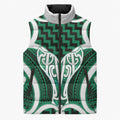 Aotearoa Atua Tangaroa Personalised Sleeveless Puffer Jacket God Of The Sea Maori Whale Tail Green