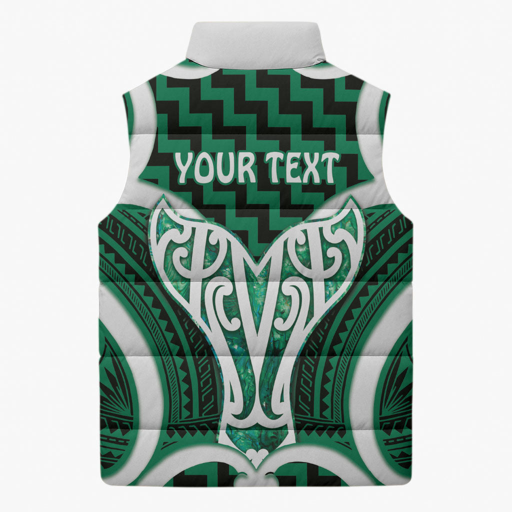 Aotearoa Atua Tangaroa Personalised Sleeveless Puffer Jacket God Of The Sea Maori Whale Tail Green