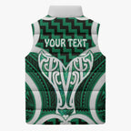 Aotearoa Atua Tangaroa Personalised Sleeveless Puffer Jacket God Of The Sea Maori Whale Tail Green