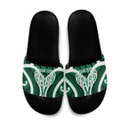 Aotearoa Atua Tangaroa Personalised Slide Sandals God Of The Sea Maori Whale Tail Green