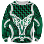 Aotearoa Atua Tangaroa Personalised Sweatshirt God Of The Sea Maori Whale Tail Green