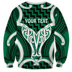 Aotearoa Atua Tangaroa Personalised Sweatshirt God Of The Sea Maori Whale Tail Green