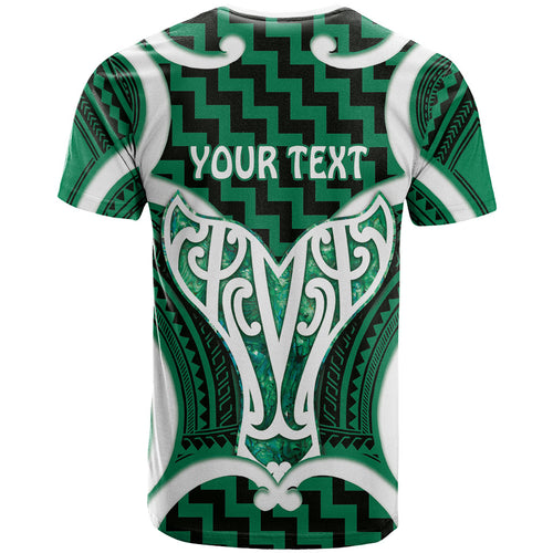 Aotearoa Atua Tangaroa Personalised T Shirt God Of The Sea Maori Whale Tail Green
