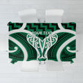 Aotearoa Atua Tangaroa Personalised Tablecloth God Of The Sea Maori Whale Tail Green