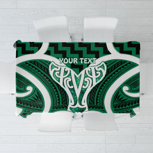 Aotearoa Atua Tangaroa Personalised Tablecloth God Of The Sea Maori Whale Tail Green